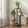 Suporte de Flores Estante de Armazenamento para Varanda Novo Estilo Chinês Madeira Não Sólida Sala de Estar Suporte de Vaso de Flores de Chão Pátio Externo Suporte de Flores de Múltiplas Camadas