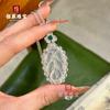 Chapado en Plata con Material Caballo de Hielo Calcedonia Blanca Colgante Hoja de Buda Calabaza Ágata Collar Jade Maitreya para Mujer