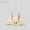 Bolsa de pérolas com acabamento feito à mão, bolsa vazada, estilo celebridade cibernética, feita à mão, bolsa crossbody com miçangas, bolsa feminina de praia
