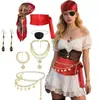 Fiesta de Baile de Halloween Disfraz de Pirata Cosplay Accesorios Pañuelo para la Cabeza Cinturón Collar Pulsera Set Navidad
