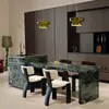 Mesa de comedor Prada verde de mármol natural, isla de cocina a medida, diseño floral verde grande, adecuada para hoteles, clubes y mostradores de bar, también para peldaños de escaleras