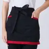 Garçom masculino e feminino avental preto curto hotel restaurante restaurante ocidental café cozinha meia cintura