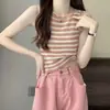 Chaleco de Punto Rayado de Color Contrastante para Mujer Verano Nuevo Diseño con Sentido Nicho Dulce Picante Chica Bm Ropa Exterior Top Corto sin Mangas