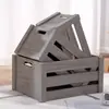Cesta de almacenamiento para decoración de exhibición de supermercado caja de almacenamiento de madera caja de madera caja con marco de madera caja de almacenamiento caja de madera rústica envejecida