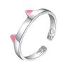 Coreano-estilo personalizado aberto Cat Ring meninas jóias de prata anel bonito pet bonito gato orelha pata anel