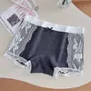 """Produto de Estação Única""" 10A Antibacteriano Estendido e Alargado Entrepernas Baixo Duas em Um Renda Feminina Algodão Puro Pequena Boxer Brief