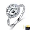 Anillo de Plata S925 con Moissanita de Piedra Principal de 3 Quilates, Anillo de Girasol, Estilo Versátil de Lujo Ligero, Suministro de Comercio Electrónico Transfronterizo Europeo y Americano