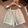 Shorts de Lã Grossa para Mulheres, Novo Estilo Outono e Inverno 2025, Calças Casuais de Corte Reto, Calças de Cintura Alta Emagrecedoras de Perna Larga, Calças Flare Linha A