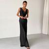 Vestido Nuevo de Verano 2026, Vestido de Seda de Hielo, Elegante Vestido Negro Pequeño, Vestido Largo Sexy sin Espalda