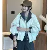Chaqueta de Algodón Acolchada con Capucha a Cuadros Empalmados Estilo Coreano Talla Grande para Mujer Otoño e Invierno Nueva Holgada Casual
