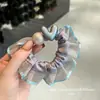 Lazo para el pelo de perlas con malla azul, anillo para el pelo de malla, accesorio para el pelo elástico de alta gama, cuerda para el pelo de coleta alta, accesorio para el pelo tipo scrunchie