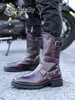 2025 Nuevas Botas Martin para Hombre Invierno Con Felpa Cálidas Estilo Británico Modernas Suela Gruesa Caña Alta Botas de Cuero Botas de Caballero Botas Largas
