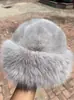 Nuevo Sombrero de Borrego Falso Mongol para Mujer, Sombrero de Cubeta Grueso de Invierno Cálido con Protección para las Orejas, Moda Versátil Transfronteriza Europea y Americana Sombrero de Piel