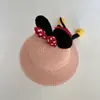 Chapéu de Bebê Menina Chapéu de Sol de Verão Fofo Minnie Proteção Solar para Bebê Chapéu de Palha de Aba Larga Chapéu de Pescador com Laço para Menina