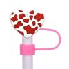 Bonito dos desenhos animados rosa amor à prova de poeira plugue de palha de plástico macio pvc acessórios universal 8-10mm manga de palha