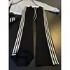 Calça Casual Masculina de Lã Waffle Color Block Listrado Outono Cleanfit Perna Reta Solta Calça Esportiva com Caimento