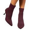 2024 Otoño e Invierno Nuevo Estilo Botas Martin para Mujer Comercio Exterior Talla Grande Moda Punta Afilada Tacones Altos Tejido Elástico Celebridad de Internet Botas Ajustadas para Mujer