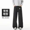 Calça jeans masculina americana retro cleanfit de perna larga, marca da moda, caimento solto, com caimento, perna reta, comprimento até o chão