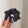Accesorio Retro de Tela Estilo Francés con Lunares y Plisado, Goma Elástica para el Cabello para Mujer, Lazo para Moño, Cola de Caballo y Cuerda para el Cabello