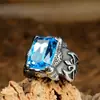 Anillo Nuevo de Acero Inoxidable Estilo Retro Punk Gótico Europeo y Americano Anillo de Acero de Titanio Multipiedra Anillo de Hacha para Hombre