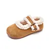 Zapatos de Invierno para Niña de Terciopelo Cálido con Algodón, Zapatos de Bebé de Lana con Suela Suave y Velcro, Se Pueden Usar con Faldas al Salir