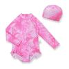 Traje de baño de una pieza para niña sirena lindo protector solar traje de baño para niña protector solar de secado rápido traje de baño infantil manga larga
