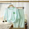 Conjunto de Ropa para el Hogar para Niños Lyocell Manga Tres Cuartos Ropa para Aire Acondicionado Clase A Tencel Sin Huesos Pijamas de Dibujos Animados para Niños y Niñas