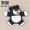 Funda para teléfono con cabeza de oso fresa blanco y negro, accesorios decorativos DIY, parche decorativo de tarjeta con palabra en inglés, hebilla de zapatillas de dibujos animados