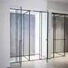Ducha Especializada para B&Bs y Hoteles, Puerta Corredera Pivotante Tipo T con Marco Espeso de Acero Inoxidable y Cristal a Prueba de Explosiones