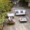 Sofá de Ratán para Exteriores Nórdico Combinación de Mesa de Café para Sofá de Ocio B&B en Patio Jardín Balcón Muebles de Silla Tejida de Ratán al Aire Libre