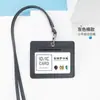 Portatarjetas de identificación exclusivo de cuero genuino transfronterizo, gafete de trabajo personalizado con tres ranuras para tarjetas, cordón para gafete de trabajo, gafete de autobús