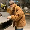 Abrigo de Algodón Corduroy Retro para Hombre Otoño Invierno Espesor Maillard Cuello Alto Chaqueta de Algodón Parche con Letra Chaqueta Acolchada de Algodón Ropa de Abrigo