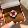 Anel quadrado aberto estilo vintage com flor de zircônia, anel de dedo indicador retrô de nicho de alta qualidade, joia elegante estilo palácio