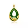 Colgante de Flor de Jaspe Dorado Latón Gota de Agua Floreciendo Riqueza Collar de Rosa Tendencia Nacional Dorado Latón Regalo para Mamá
