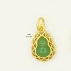 Colgante hueco de calabaza de jade de imitación con incrustaciones de oro antiguo, accesorios de collar con flor de loto de alce
