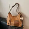 Bolsa Tote Feminina Transfronteiriça com Textura de Couro de Alta Qualidade, Bolsa Grande da Moda com Decoração de Bolso em PU, Bolsa de Ombro, Mochila da Moda