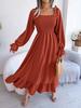 Foto Real de Vestido Largo Casual Cuadrado de Manga Acampanada con Dobladillo Amplio y Volantes para Otoño e Invierno 2026 Estilo Europeo y Americano Ropa Femenina Transfronteriza de Amazon