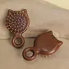 Pau-ferro (Sândalo Dourado) Pente com Almofada de Ar de Gatinho Fofo Pente Massageador Madeira Maciça Massagem de Meridianos Doméstico Portátil Pente com Airbag