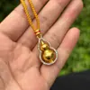 Colar Giratório Dourado com Caractere da Fortuna e Girassol com Pingente de Bússola Giratória Corrente para Suéter Tótens