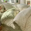 Categoría a Maternidad e Infancia Grado Pequeño Fresco Cama Juego de Cuatro Piezas Dormitorio de Estudiante Juego de Tres Piezas Estilo Ins Funda de Edredón Simple de Algodón Lavado Sábana