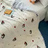 Manta suave de leche de doble cara, manta de sofá de felpa de coral con dibujos animados lindos, manta tipo chal, manta individual para estudiante
