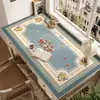 Mantel para Mesa de Café Bordado Estilo Retro con un Toque de Lujo Ligero y de Alta Gama, con Lindos Diseños de Animales, Impermeable, Resistente al Aceite y Fácil de Limpiar