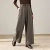Calças de Lã de Cintura Alta para Outono/Inverno Perna Larga Reta 2026 Novo Estilo Outono/Inverno Estilo Relaxado Caimento Estilo Minimalista Emagrecedor