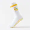 Calcetines de Media Pantorrilla para Mujer para Deportes Yoga con Encaje Bordado, Calcetines Deportivos Profesionales Antideslizantes para Entrenamiento Pilates Fitness