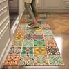 Tapetes de Cozinha Grossos de Veludo Cristalino Americano Retrô, Antiderrapantes, à Prova de Óleo e Absorventes de Água, Tapetes Especiais para Pés, Tapetes que Podem Ser Limpos com Pano e Lavados