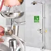 Ducha de Emergencia y Estación Lavaojos Compuesta, Estación Lavaojos de Emergencia Industrial, Inspección de Laboratorio, Acero Inoxidable 304 Espesado