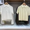 Tricô de Verão Feminino com Gola Polo em Mistura de Algodão Modal, Manga Curta, 25 Novas Blusas E476256