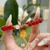 Pulsera de Ágata Roja Natural para Mujer, Pulsera con Colgante de Loto de Calcedonia Estilo Étnico Vintage, Pulsera de Cuentas de Moda, Buena Suerte y Prosperidad
