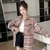 Camisa a Cuadros de Manga Larga para Niñas de Primavera y Otoño para Niños Medianos y Mayores Camisa Chaqueta Casual Holgada con Solapa Top Versátil de Moda