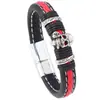 Pulsera de Cuero Tejido Hecha a Mano para Hombre Estilo Simple Europeo y Americano con Cierre Magnético Personalizado y Accesorio de Diseño de Calavera